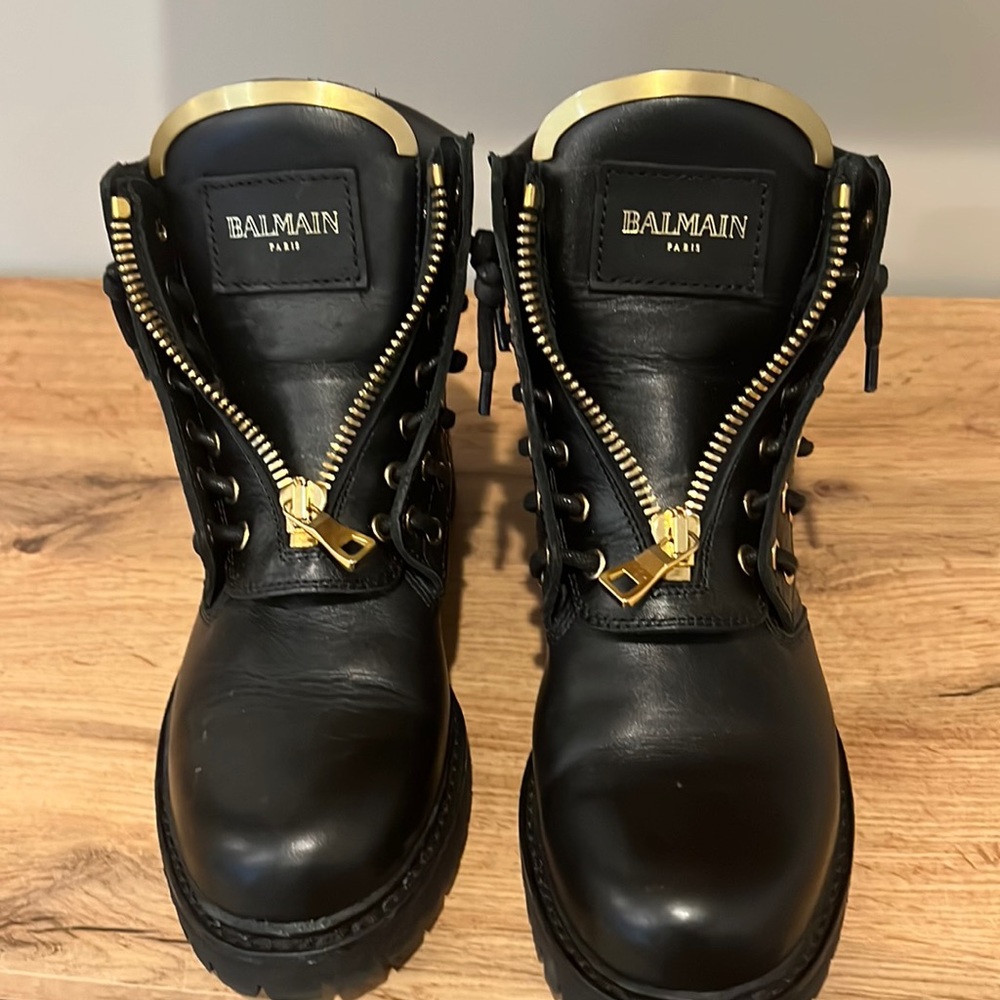 Balmain (black)  bottes rangers Cuir leather boot size 37.5